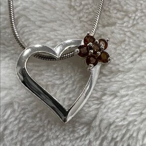 925 Silver Heart Pendant Citrine Stones with a Vior necklace